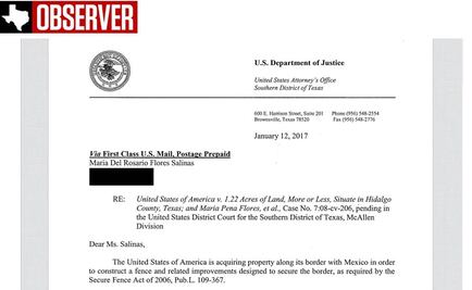 Gobierno de Trump notifica compra de tierras por muro fronterizo