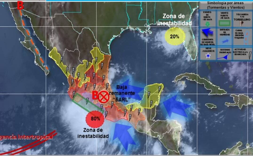 Prevén tormentas intensas en cinco estados