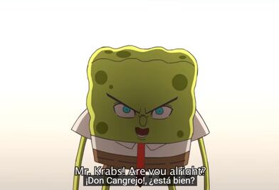 Bob Esponja al estilo anime lucha para salvar las cangreburger