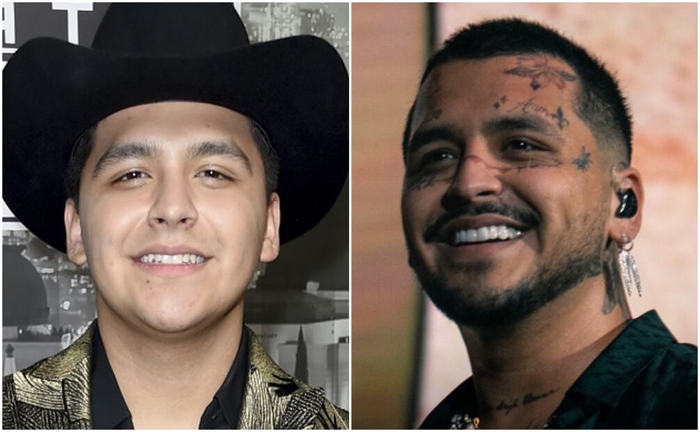 Christian Nodal con y sin tatuajes. Foto: Archivo AP/Instagram.
