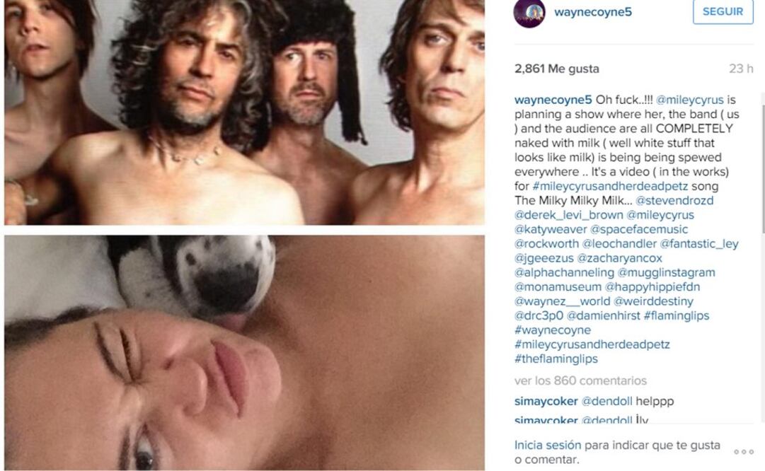 Planean además, empapar a la audiencia con algo parecido a la leche. FOTO: Instagram waynecoyne5