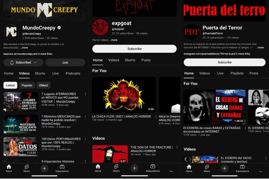 Los canales más perturbadores de YouTube. Foto: Captura de pantalla