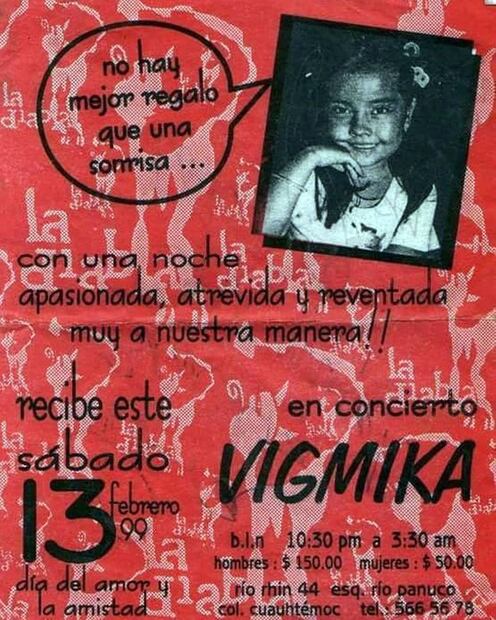 La banda Vigmika comenzó sus andanzas en 1992; en 1996 los reconocieron Grupo Revelación Banda Rockera en el Tianguis Cultural del Chopo y, como se ve en la foto, para el 98 sus conciertos en La Diabla eran un estelar. Instagram.