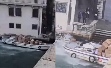VIDEO: Mujer roba un barco y choca contra puente de Rialto en Venecia