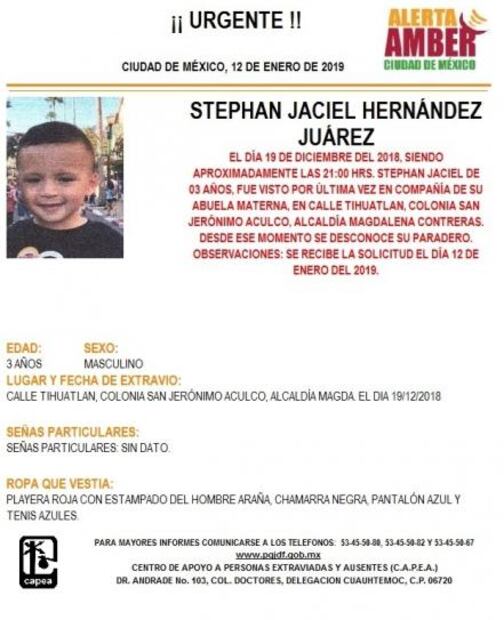 Alerta Amber para localizar a Stephan Jaciel Hernández Juárez y a Jorge Coria Vázquez