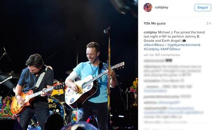 Michael J. Fox acompañó a Coldplay en show