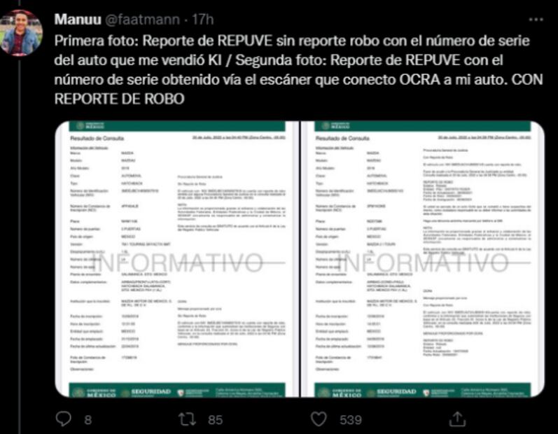 Agencia le vende auto robado y detienen al dueño como culpable