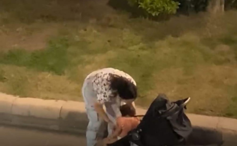 Exhiben a mujer agrediendo a una bebé en vía pública en San Luis Potosí (19/06/2025). Foto: Especial
