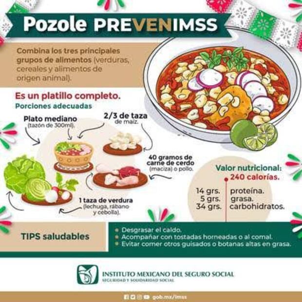 Se acercan las fiestas patrias y entre todos los antojitos mexicanos que hay, el pozole es el favorito de muchos. Foto: IMSS