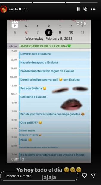 Camilo y la lista de actividades que hará con Evaluna en su aniversario de casados