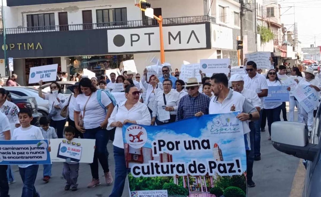 Ciudadanos marchan por la paz en Ciudad Victoria. Foto: Especial