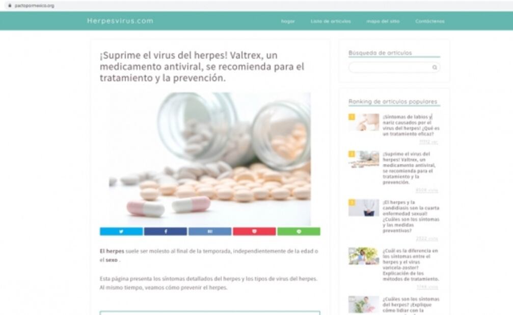 Página del "Pacto por México" de Peña Nieto pasa a ser sitio sobre el virus del herpes