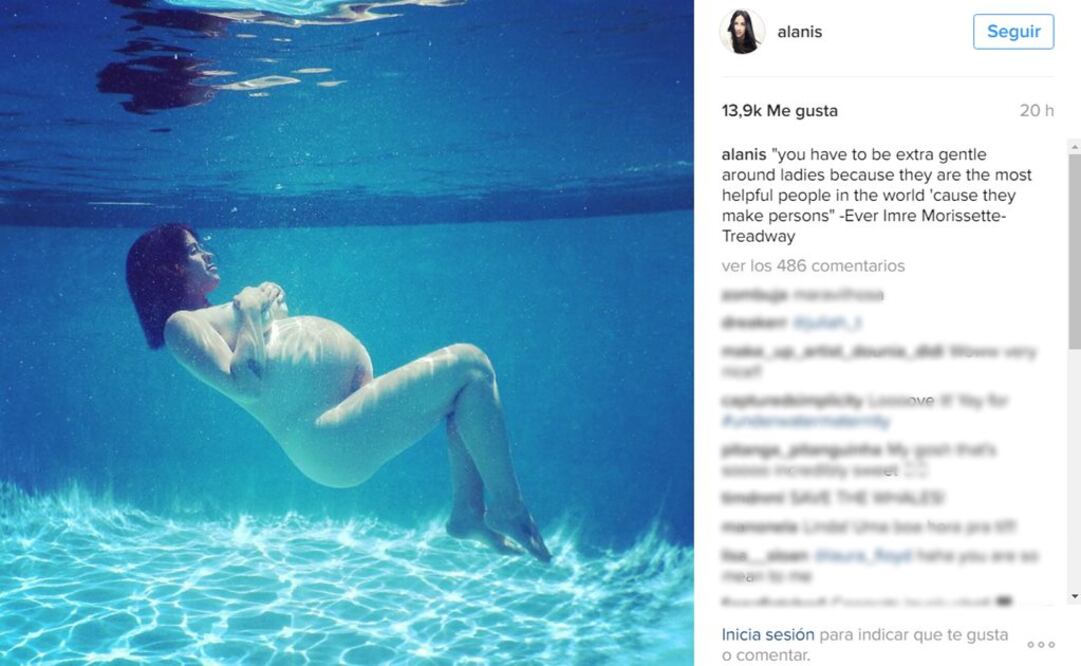 Alanis Morissette muestra desnuda su embarazo