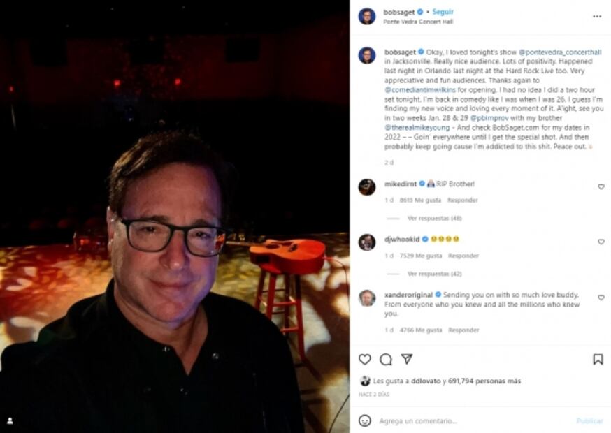 Sin señales de crimen, así fue hallado el cuerpo de Bob Saget en habitación de hotel 