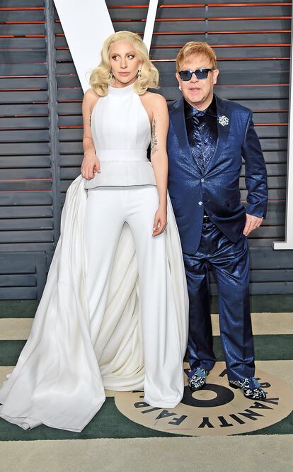 Lady Gaga y Elton estuvieron presentes en la fiesta de 'Vanity Fair' (AGENCIAS)
