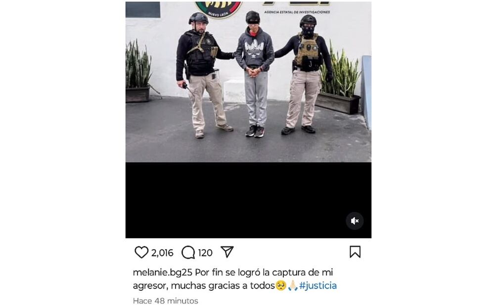 La joven Melanie compartió en redes sociales un mensaje de agradecimiento por la captura de su agresor (6/12/2024). Foto: Captura de pantalla