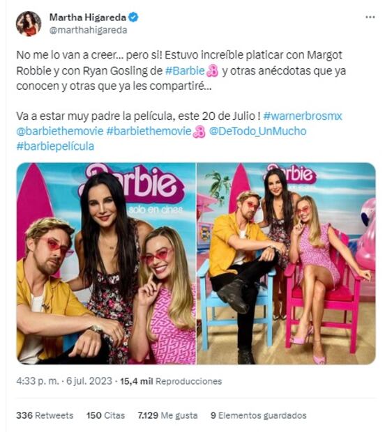 Martha Higareda se reencuentra con Ryan Gosling y lanza anzuelo a quienes criticaron su anécdota con el actor. / Foto: Tomada de Twitter
