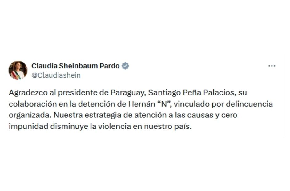 Mensaje de la presidenta Claudia Sheinbaum. Foto: @Claudiashein