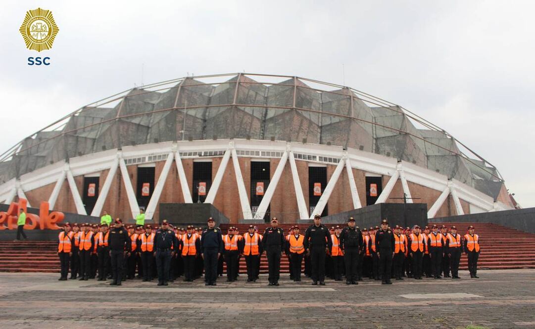 Elementos de la SSC realizan acciones de revisión, seguridad, vigilancia y prevención en el Estadio GNP por el concierto de The Killers. Foto: Tomada de la cuenta de X de @SSC_CDMX