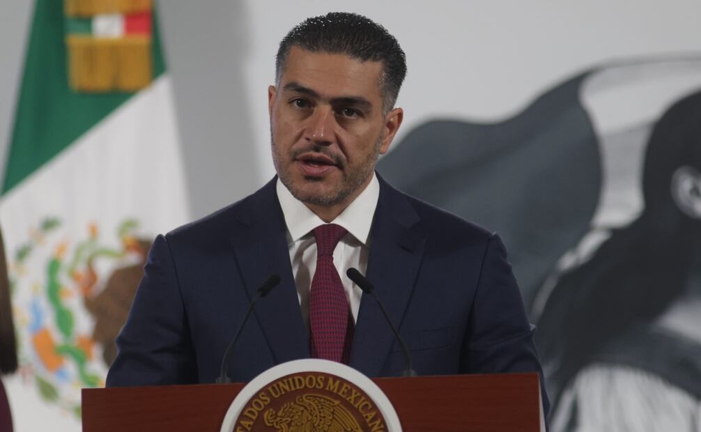 Omar García Harfuch, secretario de Seguridad y Protección Ciudadana (SSPC), destacó que la localización hace unos días de un túnel de más de medio kilómetro en Tijuana, Baja California, en la frontera entre México y Estados Unidos, y que era utilizado para el trasiego de drogas. Foto: Carlos Mejía / EL UNIVERSAL
