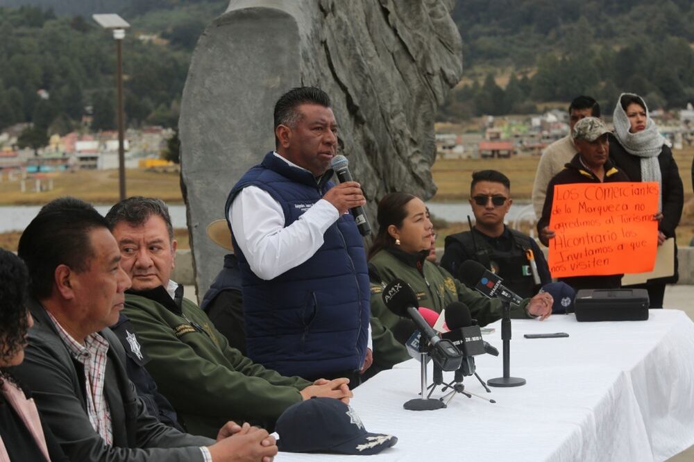 En compañía de autoridades municipales de Ocoyoacac, ejidatarios afirmaron que los hechos ocurrieron en un predio conocido como Rancho Viejo, que está cercano a Valle del Silencio que sí está registrado como parte de La Marquesa. Foto: Jorge Alvarado