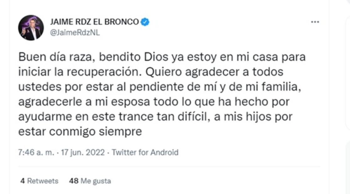 "Ya mero se vienen las retas": Jaime Rodríguez Calderón tras su salida del hospital