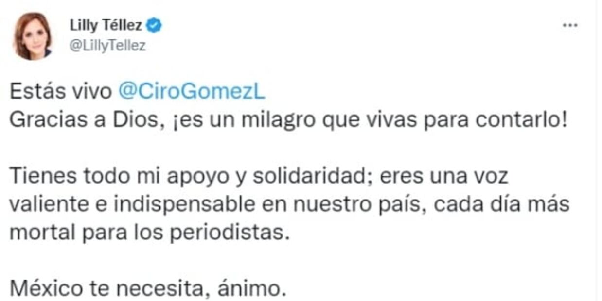 “¡Es un milagro que vivas para contarlo!”: Lilly Téllez a Ciro Gómez Leyva tras atentado