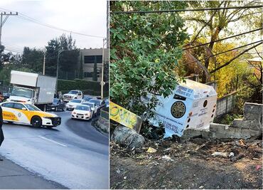 Accidente en la México-Toluca: Choca camioneta de valores contra una casa