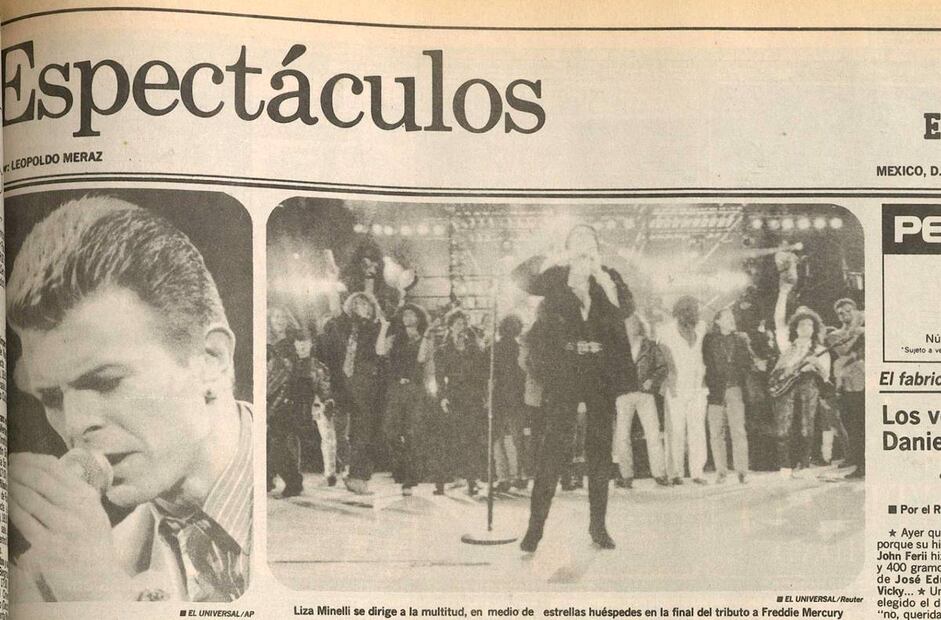 David Bowie no perdió la oportunidad de arrodillarse en el escenario y elevar una plegaria por todas las víctimas del SIDA, que el público acompañó en emotivo silencio. Hemeroteca EL UNIVERSAL.