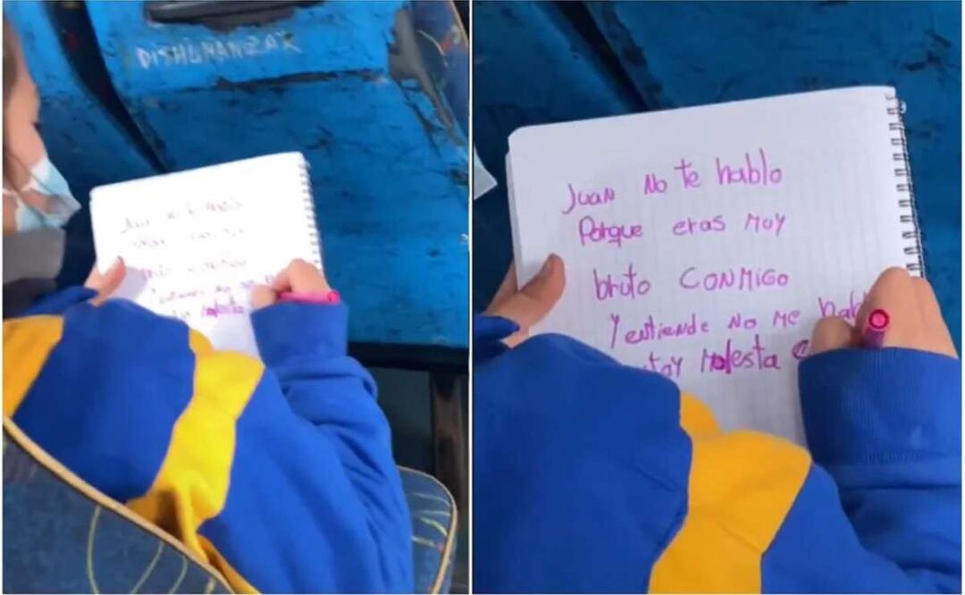 ¡Te vamos a encontrar Juan! Niña escribe carta de desamor en transporte público