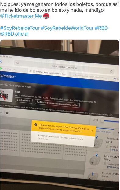 Fans de RBD se quejan de Ticketmaster en el segundo día de venta: " Ya me ganaron todos los boletos" 