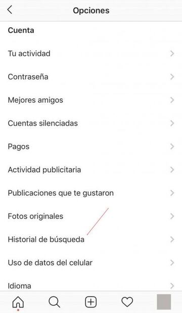 Elimina tu historial de búsqueda en Instagram 