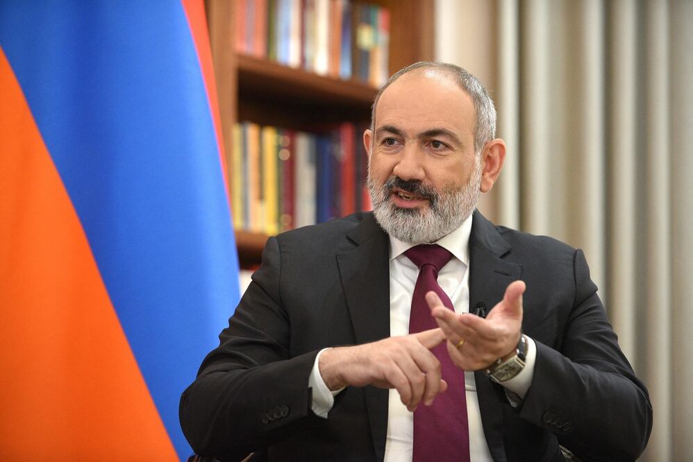 El primer ministro armenio, Nikol Pashinyan, da una entrevista a AFP en Ereván el 21 de julio de 2023. Foto: AFP