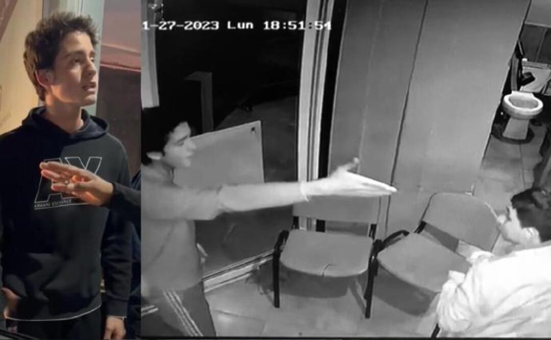 Patricio golpeando a un guardia de seguridad en residencial Lomas de Angelópolis, en Puebla. Foto: Captura de pantalla