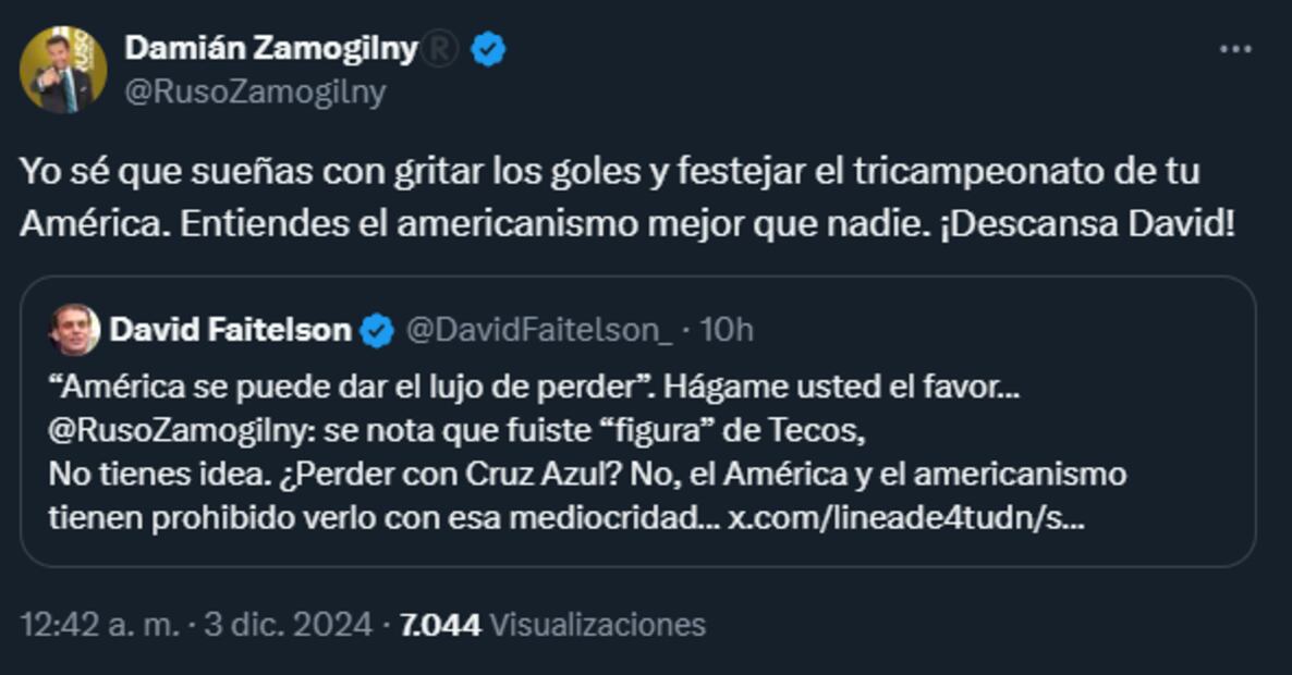 'Ruso' Zamogilny le respondió a Faitelson en X