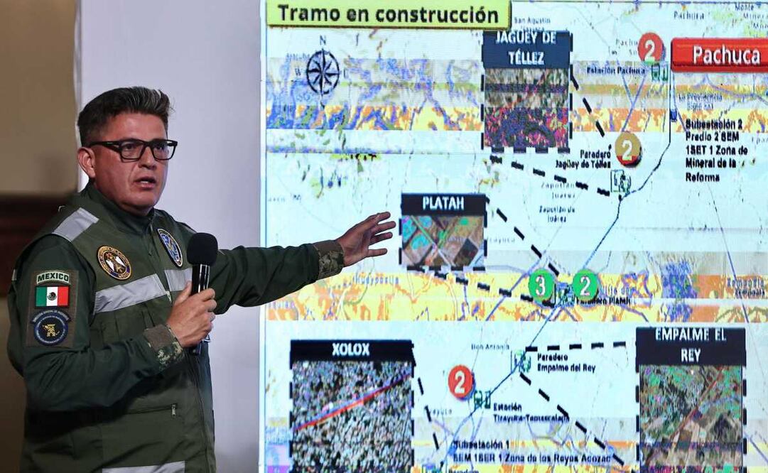 El general Gustavo Vallejo Suárez comandante del Agrupamiento de Ingenieros Felipe Ángeles de la Secretaría de la Defensa Nacional (Sedena), durante la mañanera del 2 de abril del 2025. Foto: Berenice Fregoso / EL UNIVERSAL