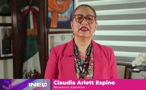 La secretaria ejecutiva del Instituto Nacional Electoral (INE), Claudia Arlett Espino. Foto: Captura de pantalla X @INEMexico