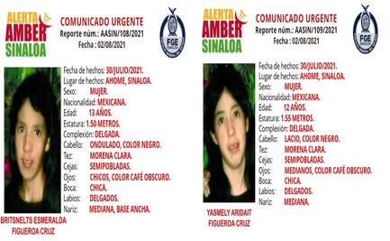 Emiten Alerta Amber por hermanas desaparecidas en los Mochis