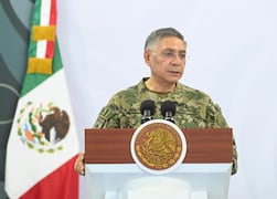 Raymundo Peréz Morales, titular de la Semar durante la conferencia de prensa de la presidenta Claudia Sheinbaum desde Quintana Roo (17/07/2026). Foto: Presidencia
