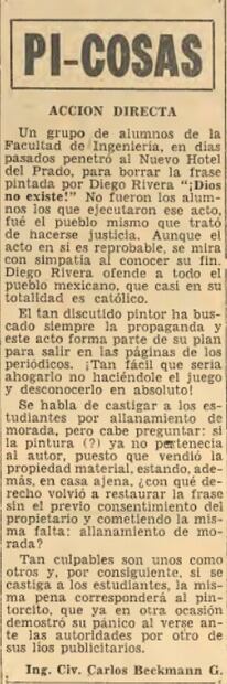 Por escribir "Dios no existe" en un mural, Diego Rivera fue censurado; así fue la polémica