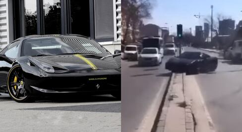 Conductor choca Ferrari 458 al salir de autolavado