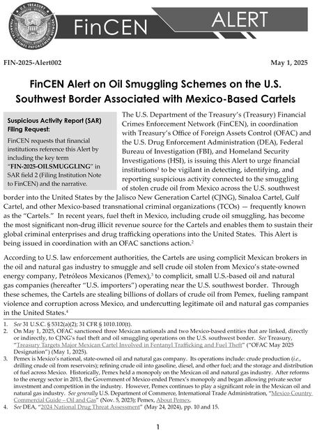 La Red de Control de Delitos Financieros (FinCEN, por sus siglas en inglés) emitió la alerta el pasado 1 de mayo.