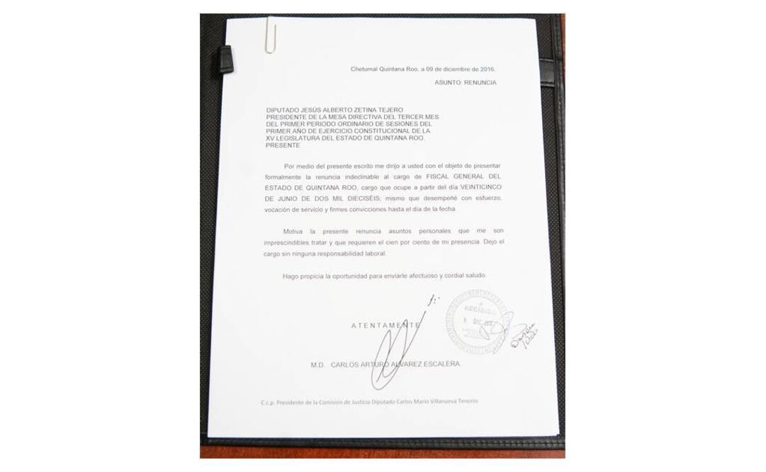 Presenta su renuncia el fiscal de Q. Roo