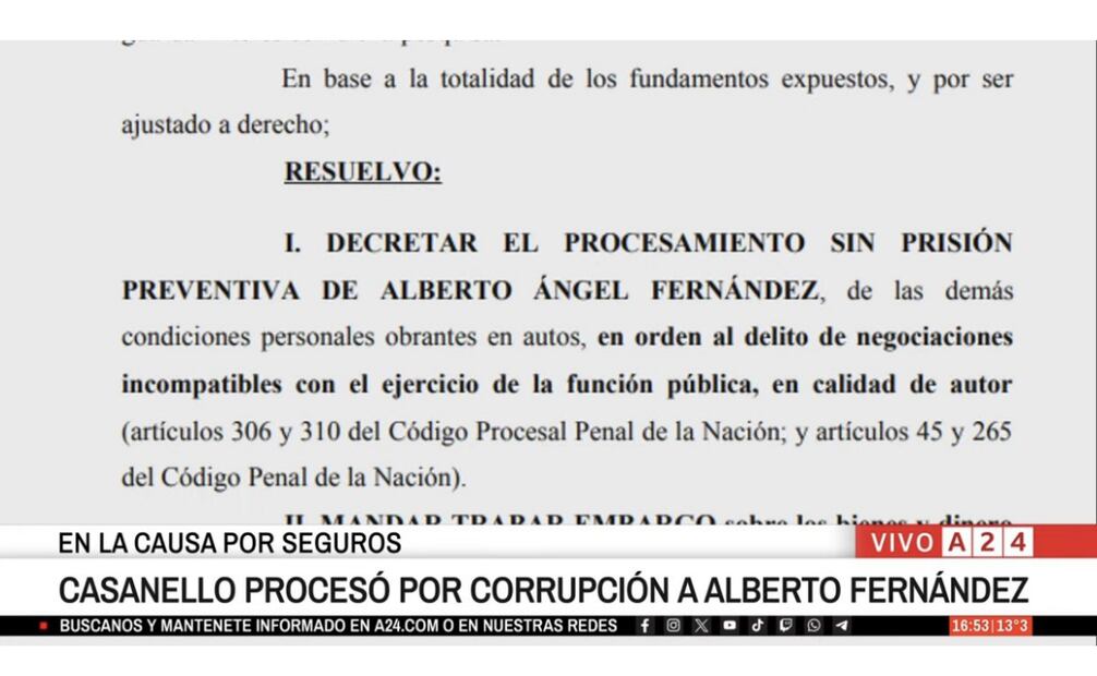 Justicia argentina procesa a expresidente Fernández por presunta corrupción. (10/07/25) Foto: X