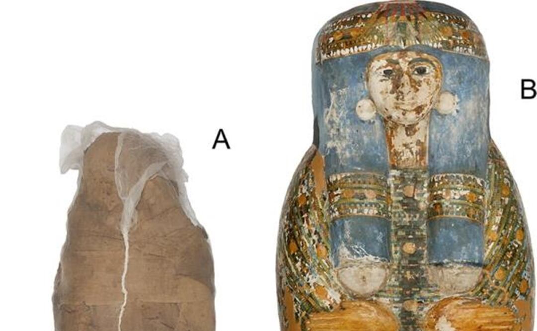 Otro hallazgo es que la momia y el sarcófago no coinciden en fechas. Foto: Plos One/EFE