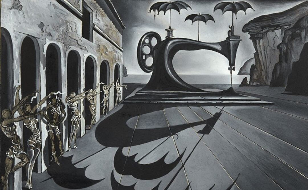 "Máquina de coser con paraguas en un paisaje surrealista", de Salvador Dalí. Imagen: Artcurial