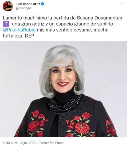 Famosos despiden a Susana Dosamantes
