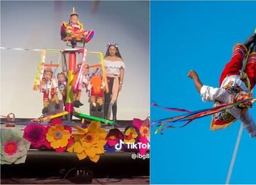 TikTok: Con bebés, recrean tradición de Voladores de Papantla en festival escolar