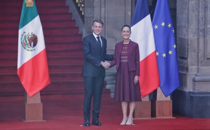 Emmanuel Macron llega a Palacio Nacional; presidente de Francia es recibido por la presidenta Claudia Sheinbaum