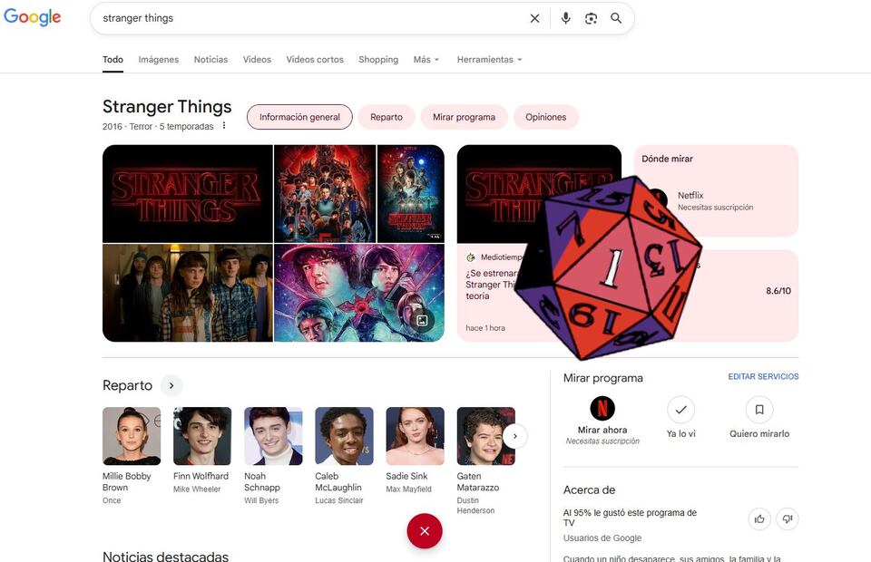 La función se activa al buscar el nombre de la serie. Foto: Captura de pantalla